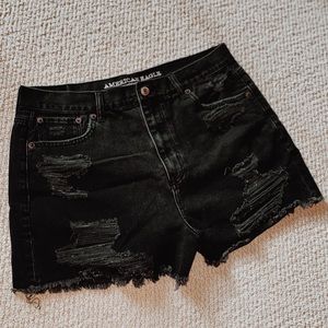 Black Ripped Mom Shorts High Waist American Eagle